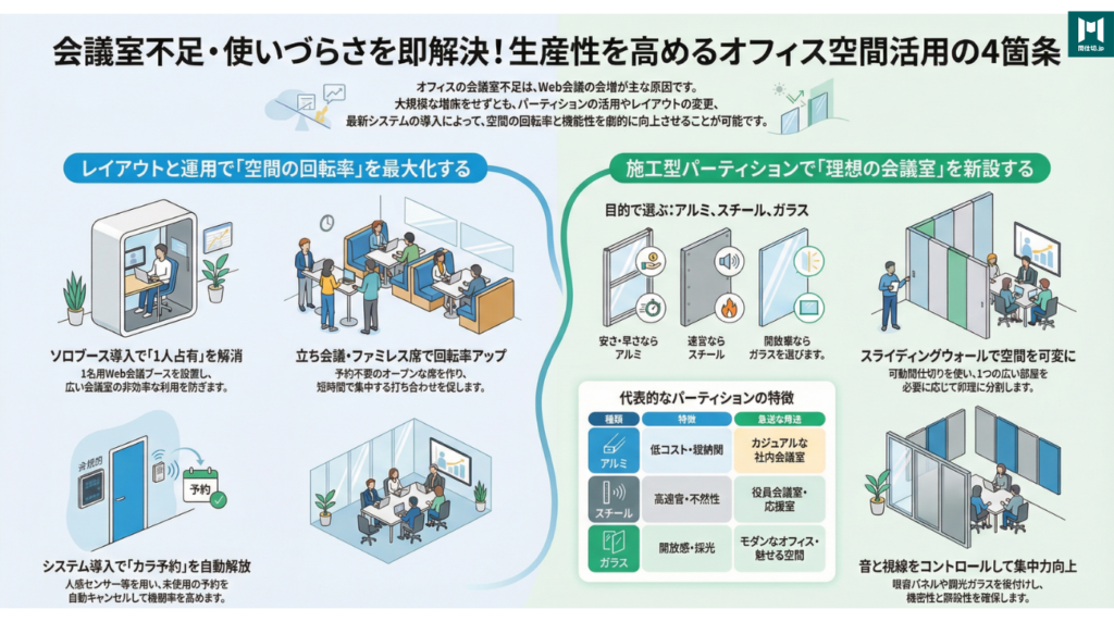 会議室が足りない！使いづらい！会議室の問題を解決する「4つのポイント」